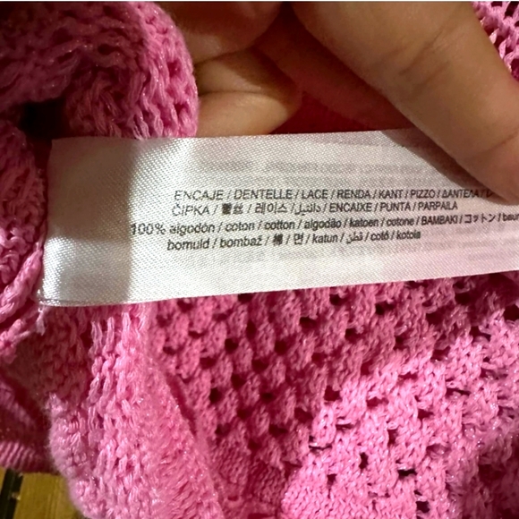 (S)🆕️🚨🎀Zara Pretty In Pink🎀🚨 Frilly Crochet Knit Crop Cardigan Ptp18"×L17" - Picture 5 of 7